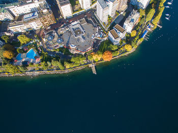 High angle view of buildings in city