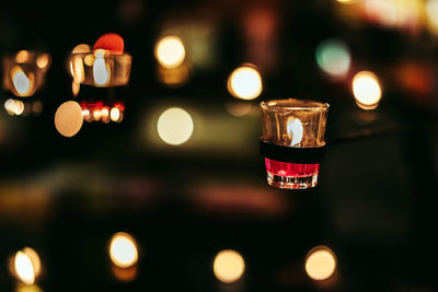 Close-up of tea light candles