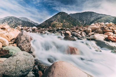 Scenic view of rocky mountains against sky