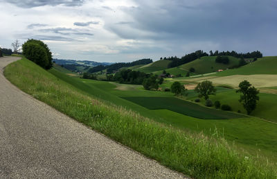 Scenic view of land against sky