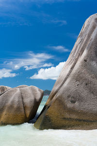 Rock formations on landscape against sky