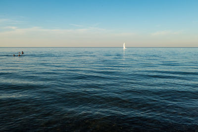 Scenic view of seascape against cloudy sky