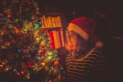 View of christmas tree at night