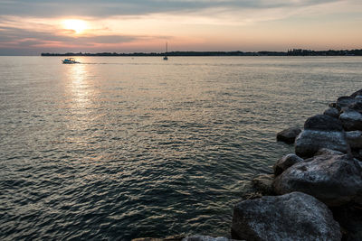 Scenic view of sea against sky during sunset