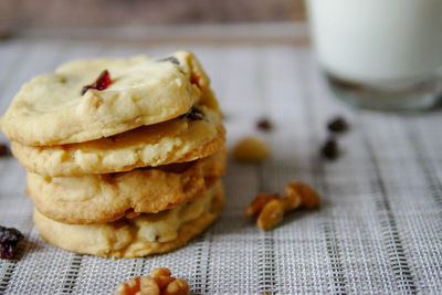 Close-up of cookies on table