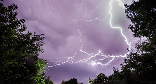 Low angle view of lightning in sky