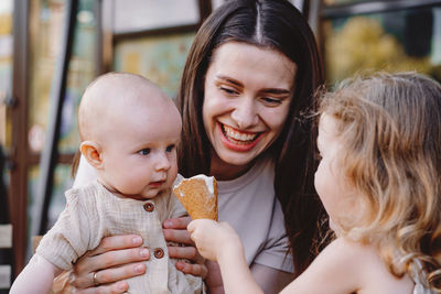 Close-up of girl eating food