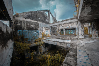 Abandoned building against sky