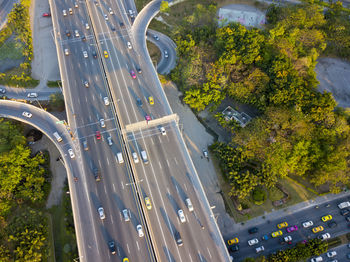 High angle view of traffic on road