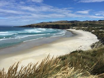 Scenic view of beach against sky