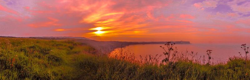 Scenic view of landscape against sky during sunset
