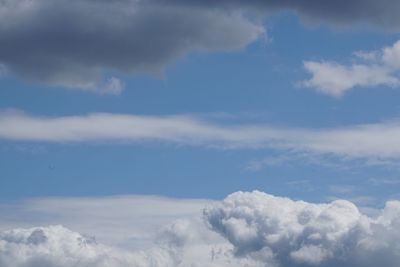 Low angle view of clouds in blue sky