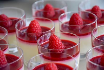 High angle view of red wine in glass