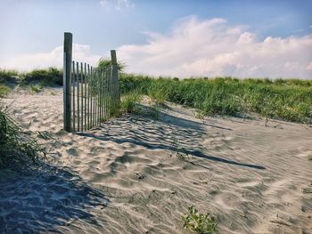 Scenic view of beach against sky