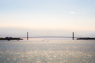 Suspension bridge over river