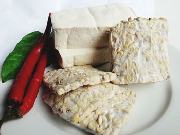 High angle view of food in plate