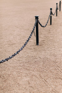 High angle view of chain on beach