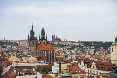 Aerial view of townscape against sky