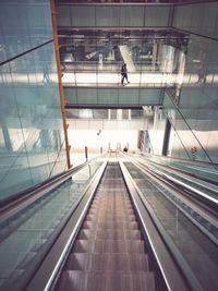 Elevated view of escalator