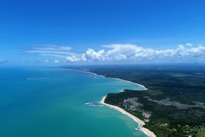 Aerial view of trancoso beach, bahia, brazil