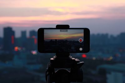 Camera at sunset