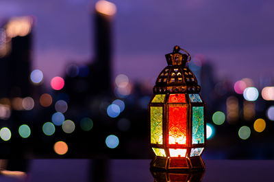 Lantern with night sky for the muslim feast of the holy month of ramadan kareem.