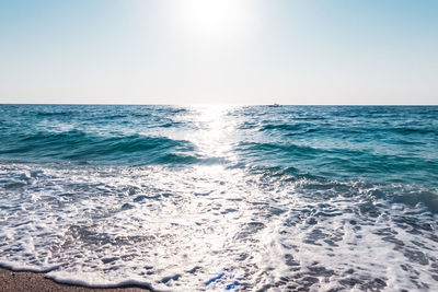 Scenic view of sea against clear sky