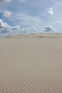 Sand dune in desert against sky