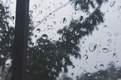 Full frame shot of wet glass window