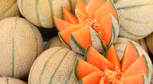 Full frame shot of orange fruits in market