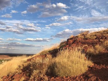 Scenic view of land against sky