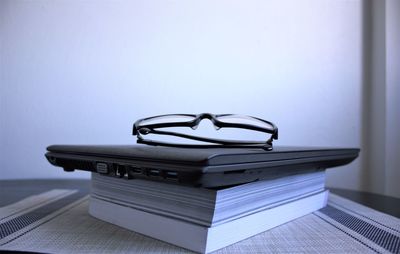 Close-up of books on table