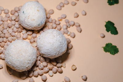 High angle view of ice cream on table