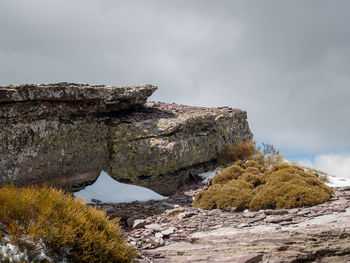 Rocks on rock formation against sky