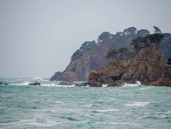 Scenic view of sea against clear sky