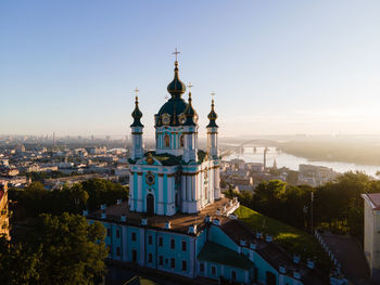 High angle view of buildings in city