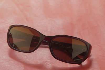 Close-up of sunglasses on eyeglasses