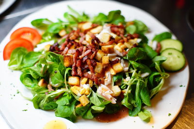 Close-up of salad served in plate