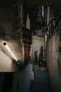 Low angle view of steps in old building