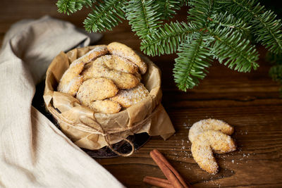 Traditional christmas german and australian cookies vanillekipferl on a wooden background