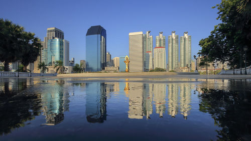 Reflection of built structures in water