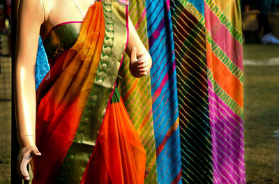 Midsection of mannequin wearing sari