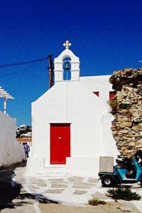 View of church against clear blue sky