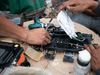 Man working on table