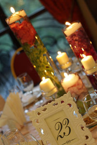 Close-up of illuminated lighting equipment