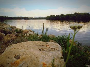 Scenic view of lake against sky