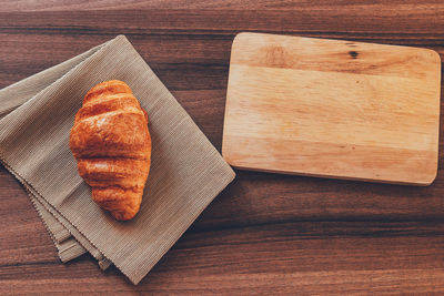 High angle view of breakfast on table