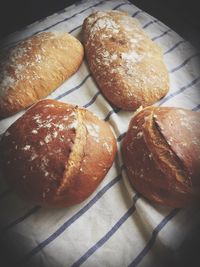 High angle view of bread on table