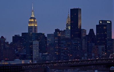 Illuminated cityscape at night