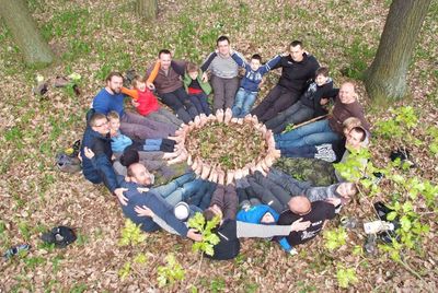 High angle view of people in park